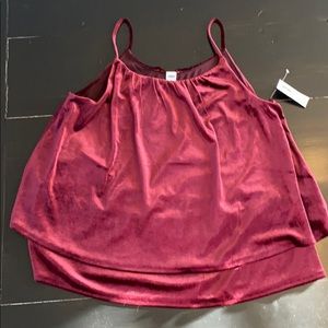 Crushed velvet spaghetti strap top